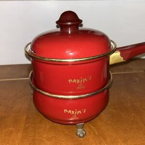 VTG ASTA MAXIM'S DE PARIS GERMANY POT W/LID RED SAUCE PAN Fondue Set